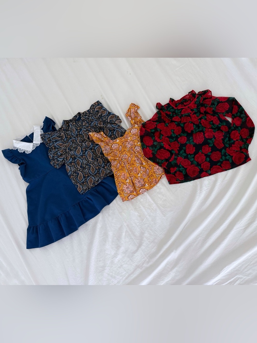 Janie and Jack Girls' Clothing Bundle - Dress and Floral Tops Size 5